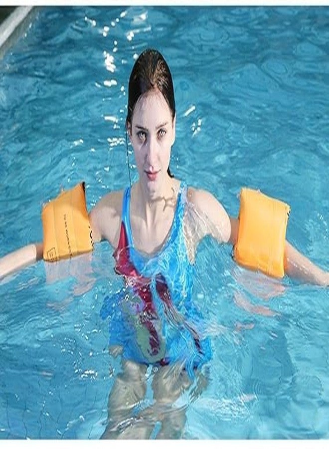 Snevil Inflatable Arm Swimming Floats Bands Floatation Water Wings for Children and Adults Eather Swimming arm Float Band (Orange) - Image 2